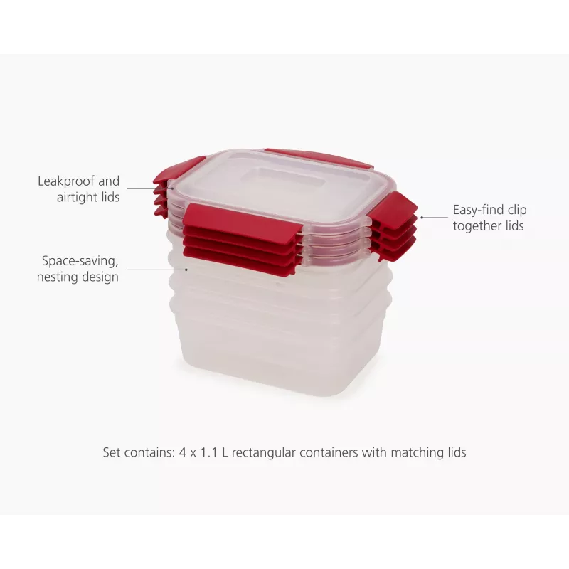 Joseph Joseph Nest Lock 4-delige rode levensmiddelenbakjesset 1,1 L