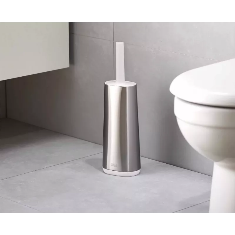 Joseph Joseph Flex 70517 RVS-toiletborstel met siliconenkop, zilver/grijs