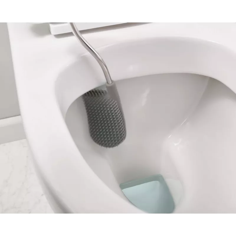 Joseph Joseph Flex 70517 RVS-toiletborstel met siliconenkop, zilver/grijs