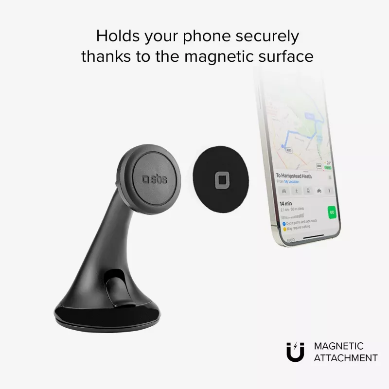 SBS universele magnetische brede zuignap telefoonhouder voor auto compatibel met MagSafe - zwart