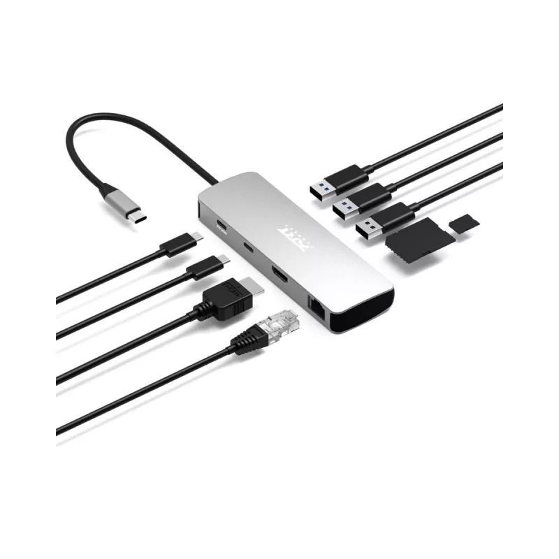 PORT Designs USB-C 9-in-1 dockingstation met 4K HDMI en 85W PD - Space Grey