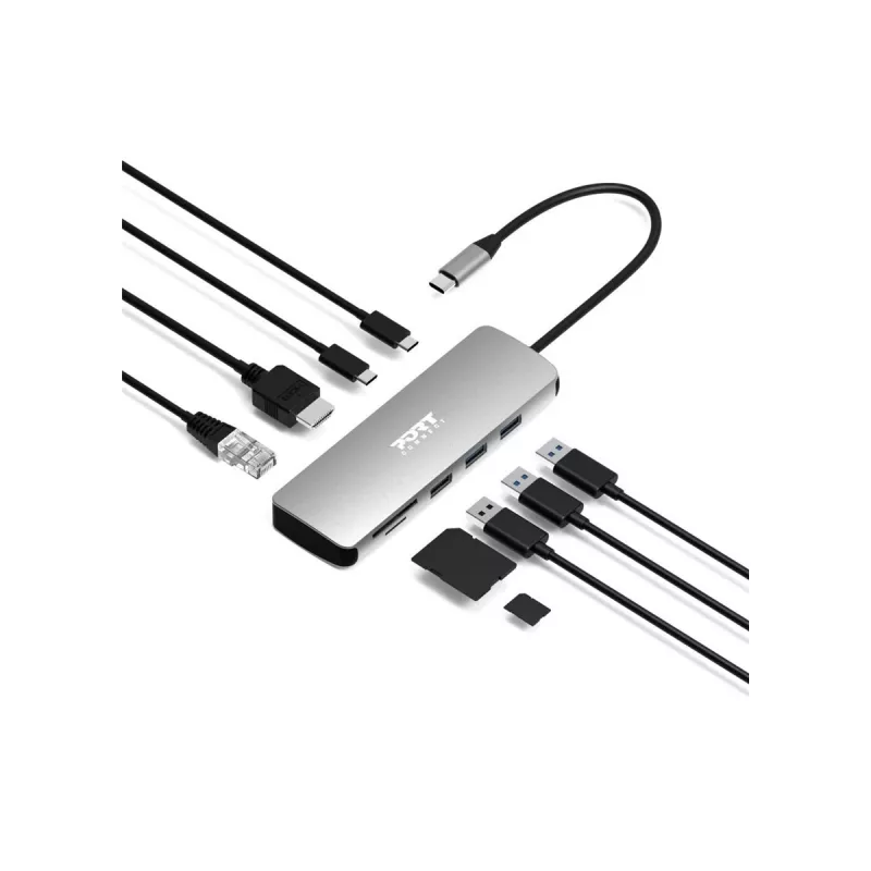 PORT Designs USB-C 9-in-1 dockingstation met 4K HDMI en 85W PD - Space Grey