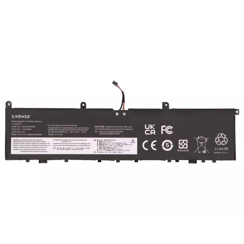 2-Power hoofaccupack - oplaadbare accu - 80 mAh - 3,7 V - Li-Ion