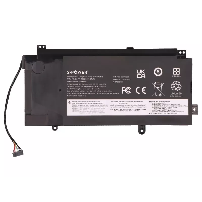 2-Power hoofaccupack voor Lenovo ThinkPad Yoga 15 20DQ 20DR - 61 Wh