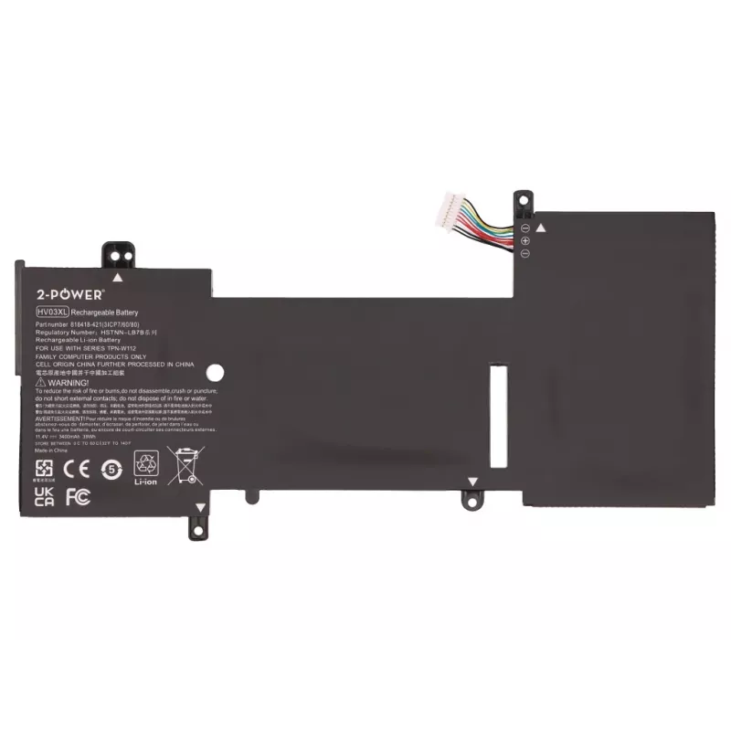 2-Power CBP4000A Hoofdaccu, 11,4 V, 3400 mAh, voor HP X360 G2