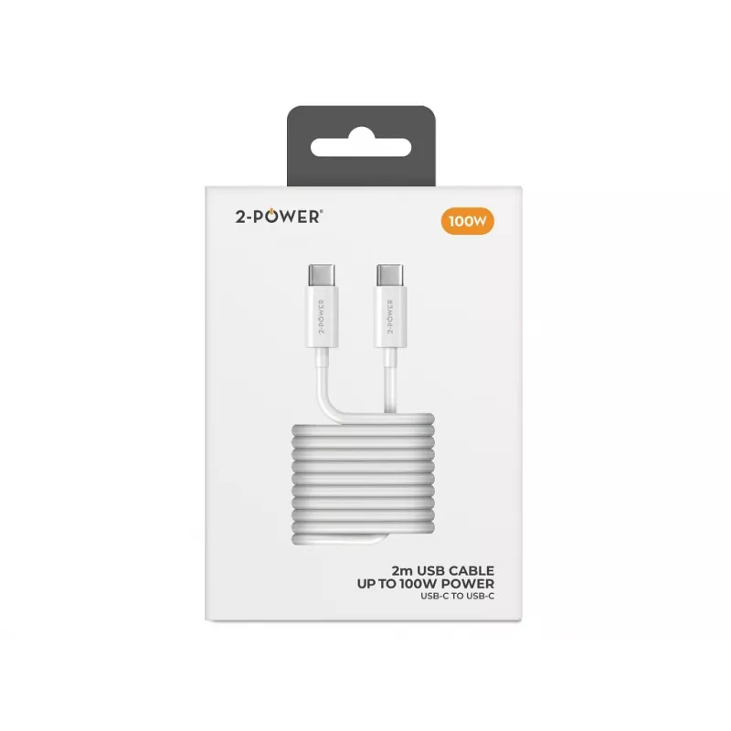 2-POWER 100W USB-C naar USB-C kabel 2m zwart