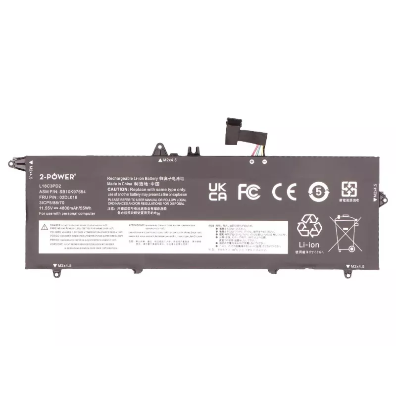 2-Power hoofaccu voor Lenovo ThinkPad T490S 20NX - 55 Wh Li-ion