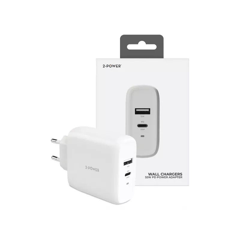 2-Power wandoplader PD 20W USB-C & 12W USB-A