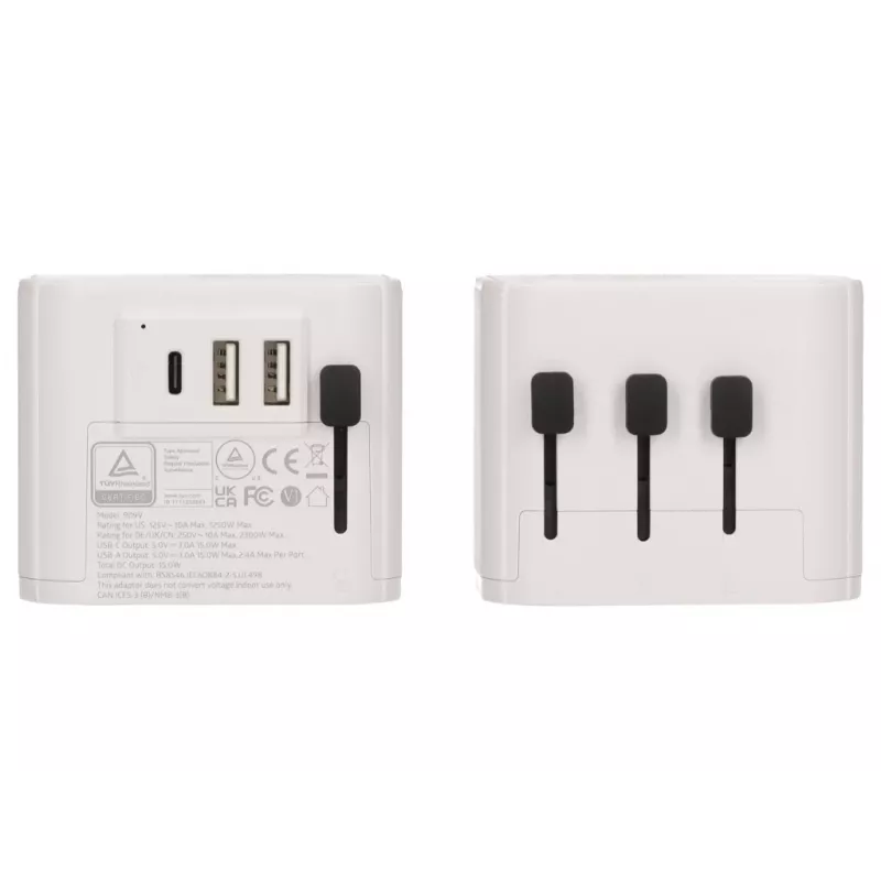 2-Power voeding - 15 watt - 3 A - 3 uitgangen (2 x USB, 24-pins USB-C)