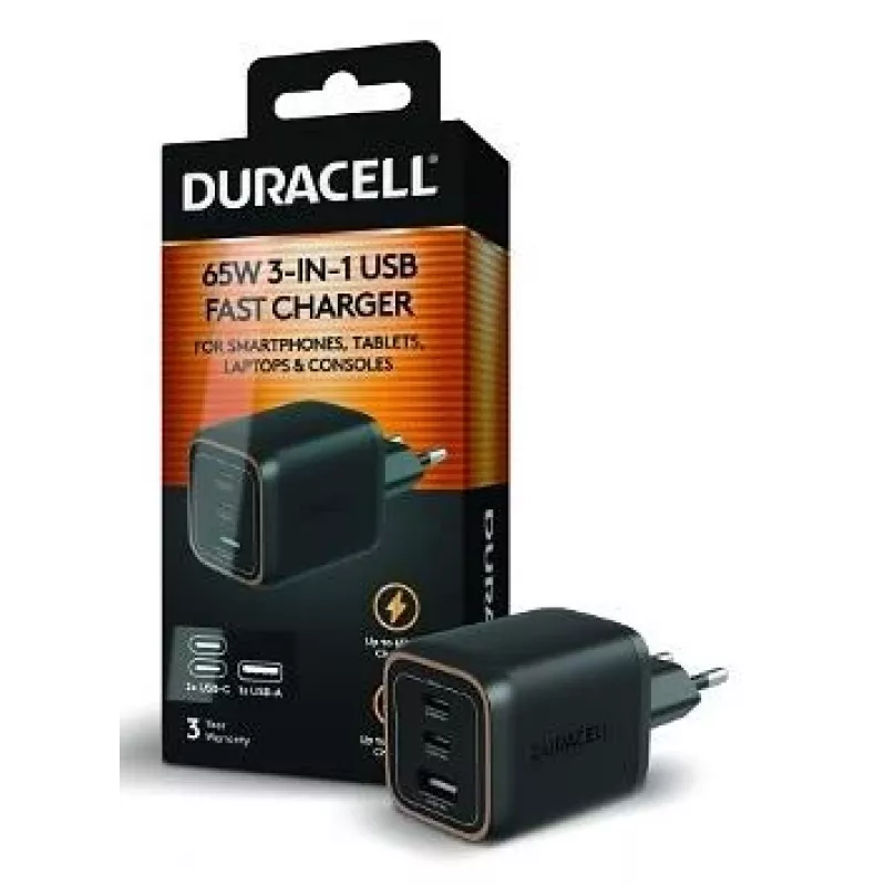 Duracell wandlader PD 65W GaN 2 x USB-C