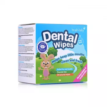 BRUSH BABY Dental Wipes met xylitol voor het reinigen van tandvlees en melktanden 0-16 maanden 28 doekjes