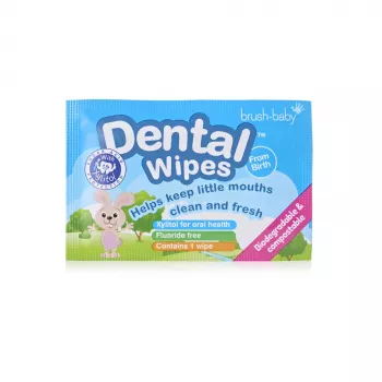BRUSH BABY Dental Wipes met xylitol voor het reinigen van tandvlees en melktanden 0-16 maanden 28 doekjes