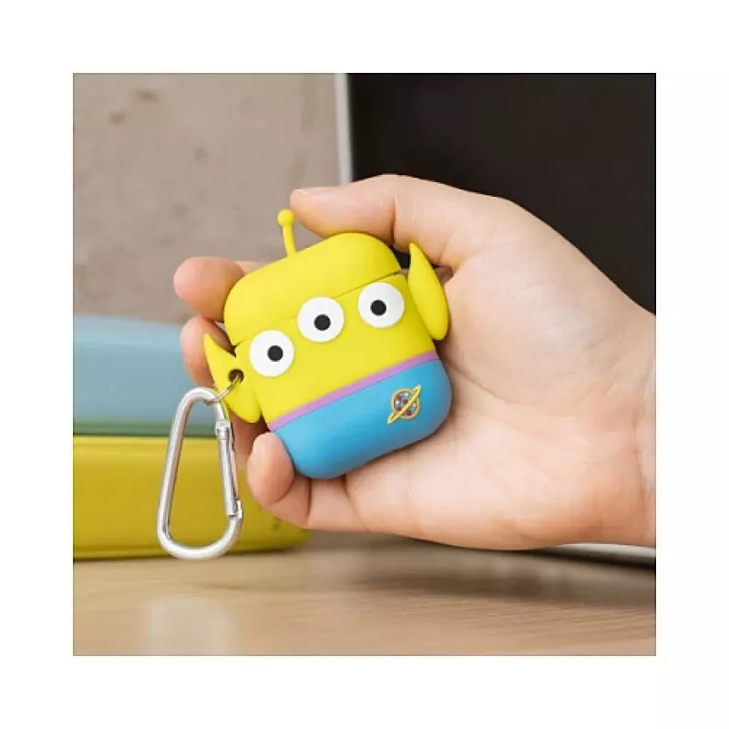 ThumbsUp! PowerSquad 3D siliconen AirPods-hoesje, Alien, blauw/wit/geel