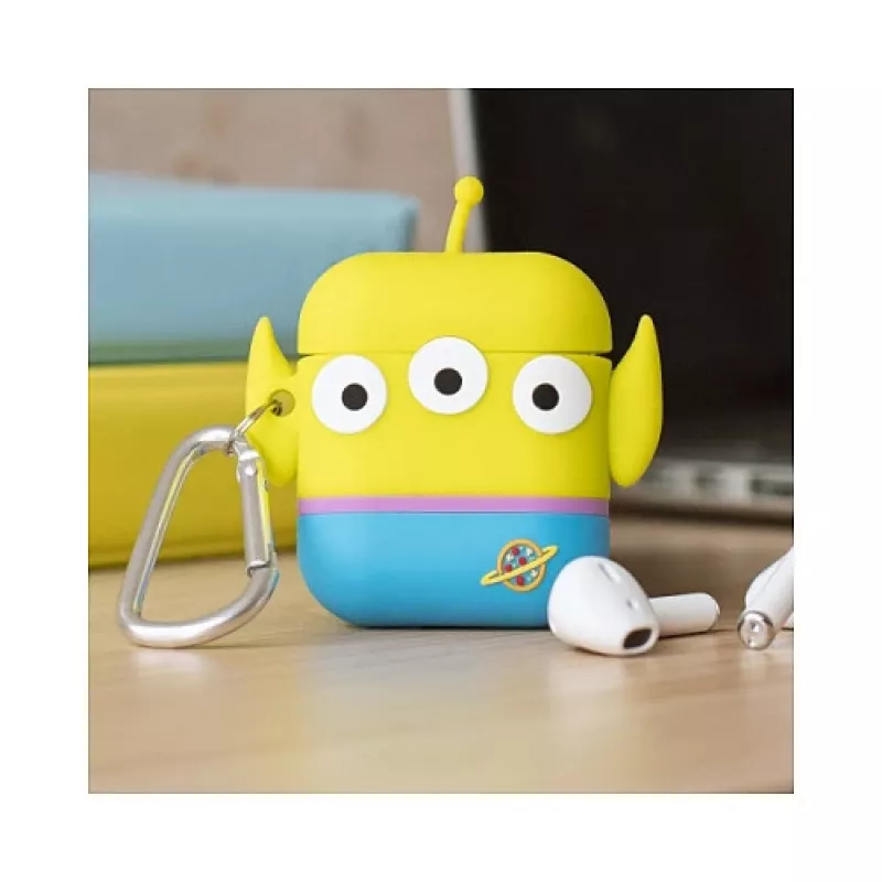 ThumbsUp! PowerSquad 3D siliconen AirPods-hoesje, Alien, blauw/wit/geel