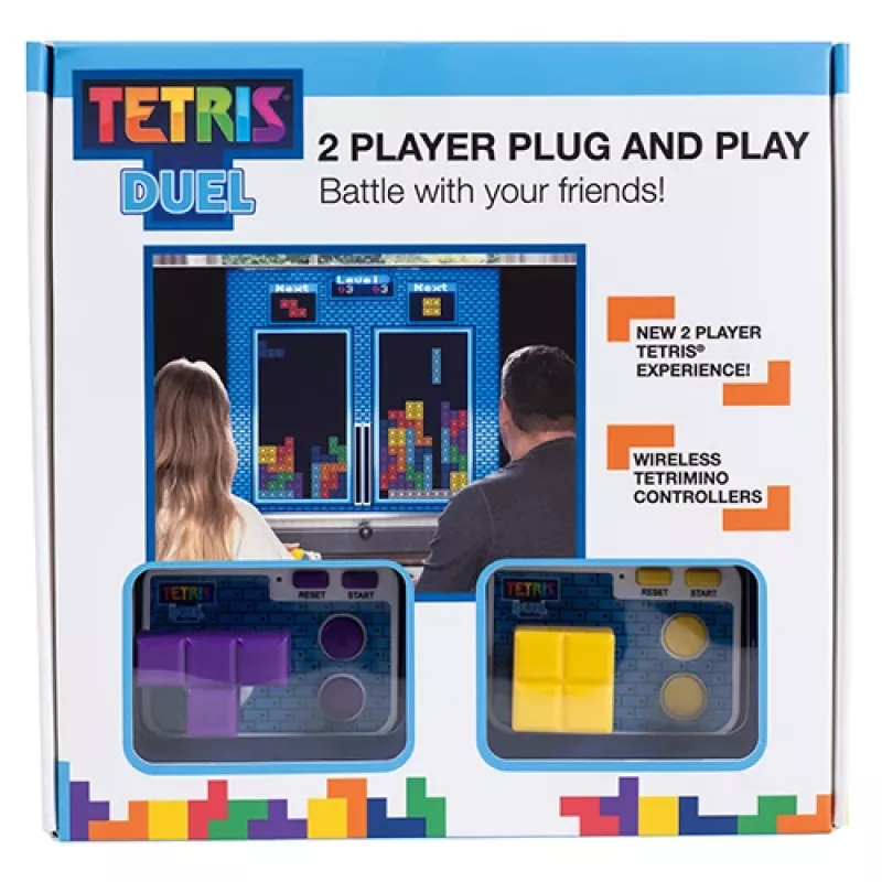 FIZZ CREATIONS Tetris Duel retro arcade console voor twee spelers met 2 bedrade gamepads plug & play