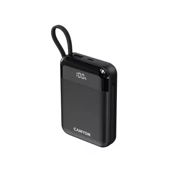 Canyon OnPower 104 10000 mAh Powerbank met USB-C- en Lightning-kabel Zwart