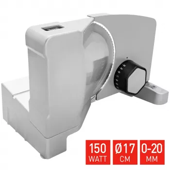 Fritel SL 3657 elektrische snijmachine, 150 W, roestvrijstalen mes, 170 mm, snijdikte 0-15 mm, zilver/zwart