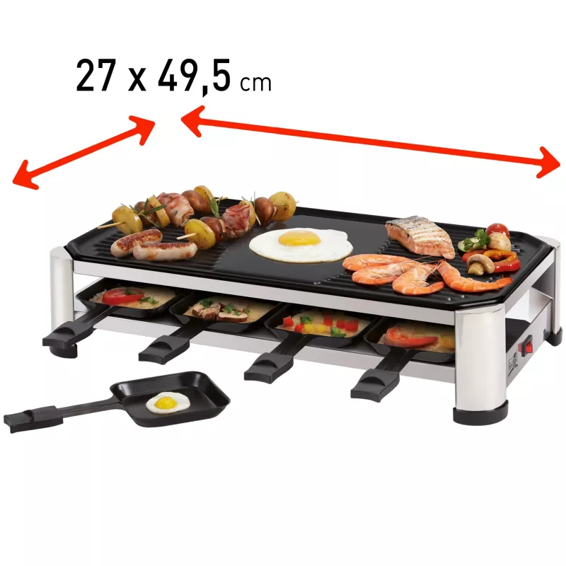 FRITEL RG 2170 raclettegrill RVS chroom/zwart 1200 W 8 personen