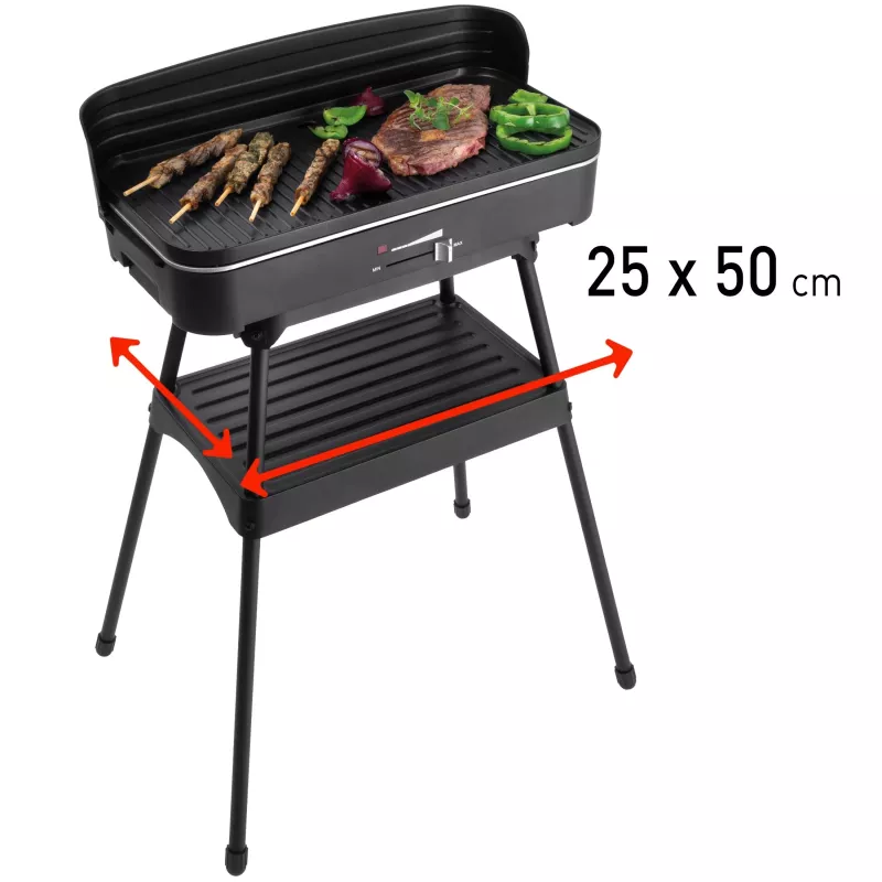 FRITEL Starter BBQ 2246 elektrische grill met standaard, 2200 W, zwart