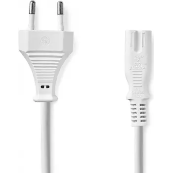 Nedis netsnoer - Eurostekker naar IEC-320-C7, 3,00 m, recht, plat, PVC, wit
