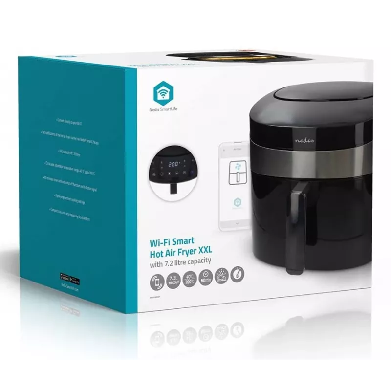 Nedis SmartLife KAAF180BKW heteluchtfriteuse 7,2 L, zwart