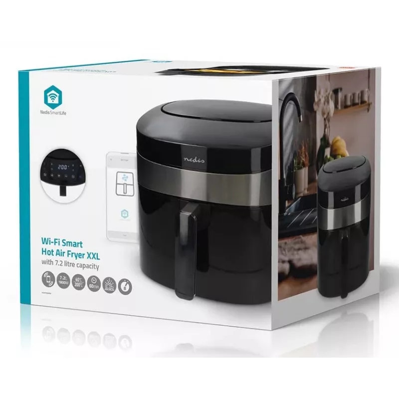 Nedis SmartLife KAAF180BKW heteluchtfriteuse 7,2 L, zwart