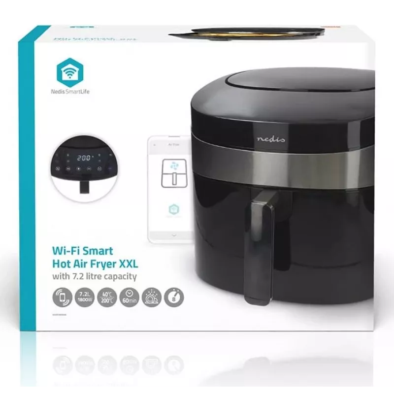 Nedis SmartLife KAAF180BKW heteluchtfriteuse 7,2 L, zwart