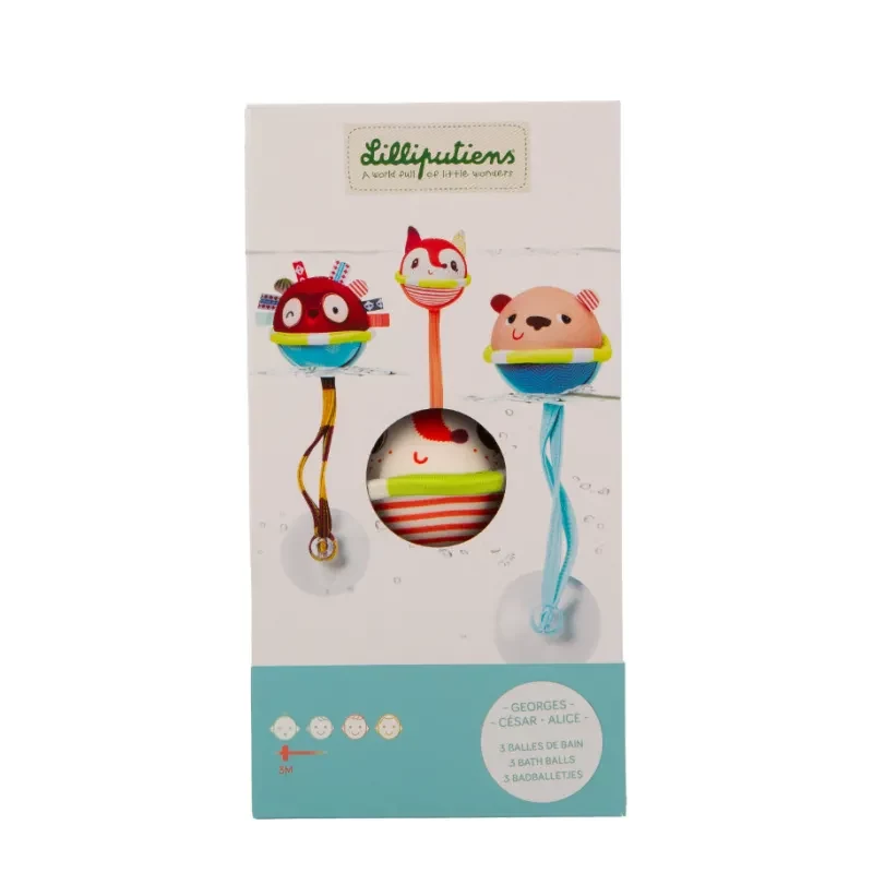 Lilliputiens set van 3 badballen met zuignappen
