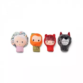 Lilliputiens vingerpopjesset Roodkapje, 4 figuren + bewaarzakje, 12m+