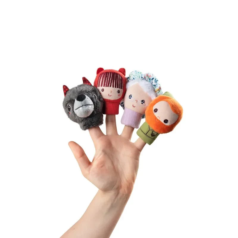 Lilliputiens vingerpopjesset Roodkapje, 4 figuren + bewaarzakje, 12m+