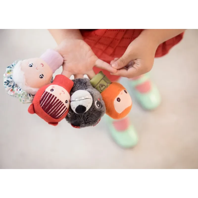 Lilliputiens vingerpopjesset Roodkapje, 4 figuren + bewaarzakje, 12m+