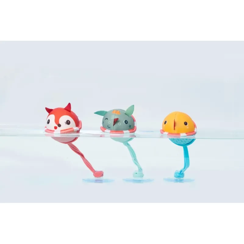 Lilliputiens set van 3 badballen met zuignappen - Joe de draak 3m+