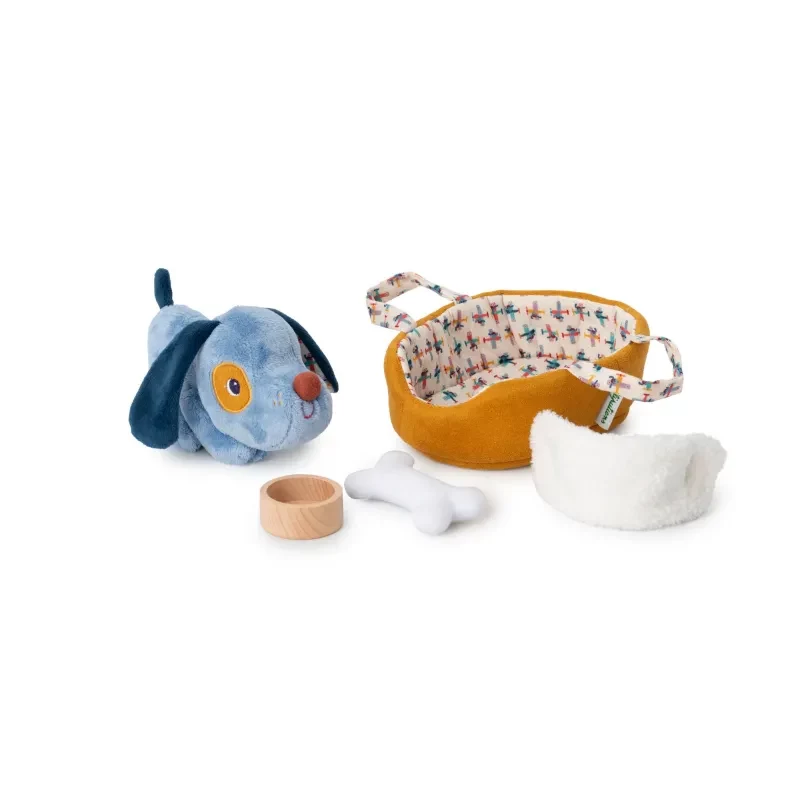 Lilliputiens Jules de hond pluche activiteitenspeelset met mand en accessoires, 12m+