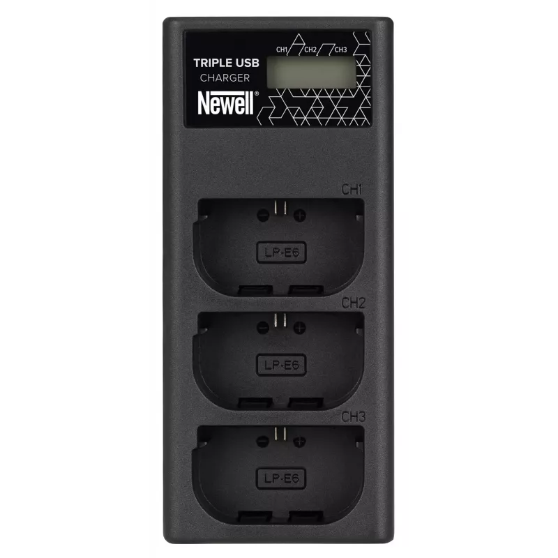 Newell CD-USB-C driebaans lader voor Canon LP-E6-accu's