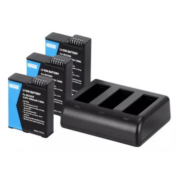 Newell driebaans lader SDC-USB-C en 3 BCX-204 accu's voor DJI Osmo Action