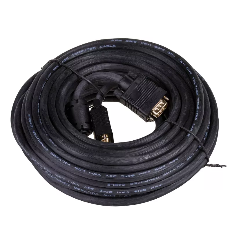Akyga AK-AV-09 VGA-kabel D-Sub 15-polig, stekker naar stekker, 2 ferrietkernen, 15 m, zwart