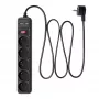 Akyga AK-SP-05U stekkerdoos met overspanningsbeveiliging, 5x CEE 7/5 (type E), 2x USB-A, 1,8 m, zwart