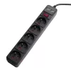 Akyga AK-SP-05U stekkerdoos met overspanningsbeveiliging, 5x CEE 7/5 (type E), 2x USB-A, 1,8 m, zwart