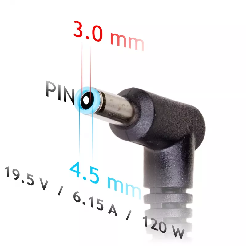 Akyga AK-ND-45 notebookvoeding voor HP, 120 W, 19,5 V / 6,15 A, 4,5 x 3,0 mm met pin
