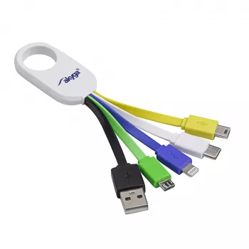 Akyga AK-AD-51 5-in-1 USB-oplaadkabel-sleutelhanger, USB-A naar USB-C / Micro-USB / Mini-USB / Lightning