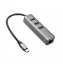 Akyga AK-AD-66 USB-C-hub met 3x USB 3.0 en Gigabit Ethernet, 15 cm, zwart