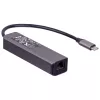 Akyga AK-AD-66 USB-C-hub met 3x USB 3.0 en Gigabit Ethernet, 15 cm, zwart
