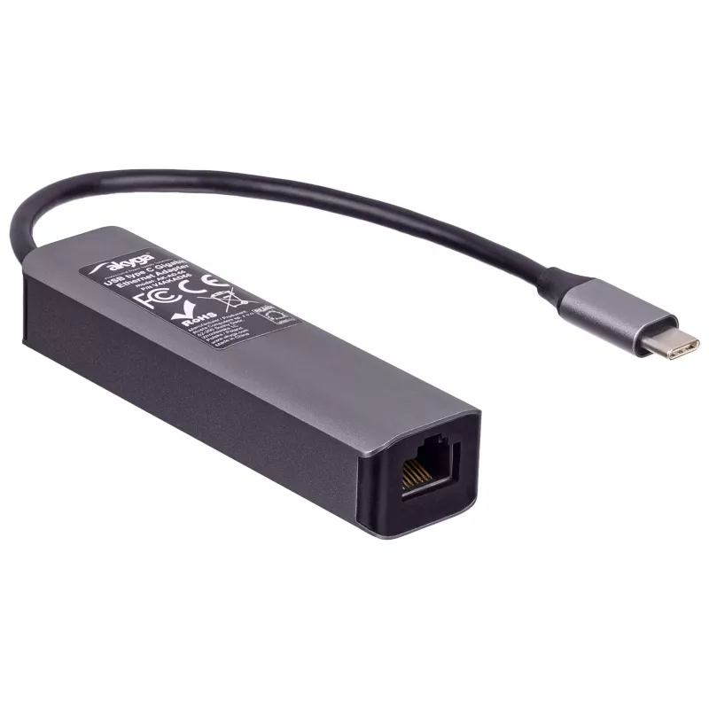 Akyga AK-AD-66 USB-C-hub met 3x USB 3.0 en Gigabit Ethernet, 15 cm, zwart