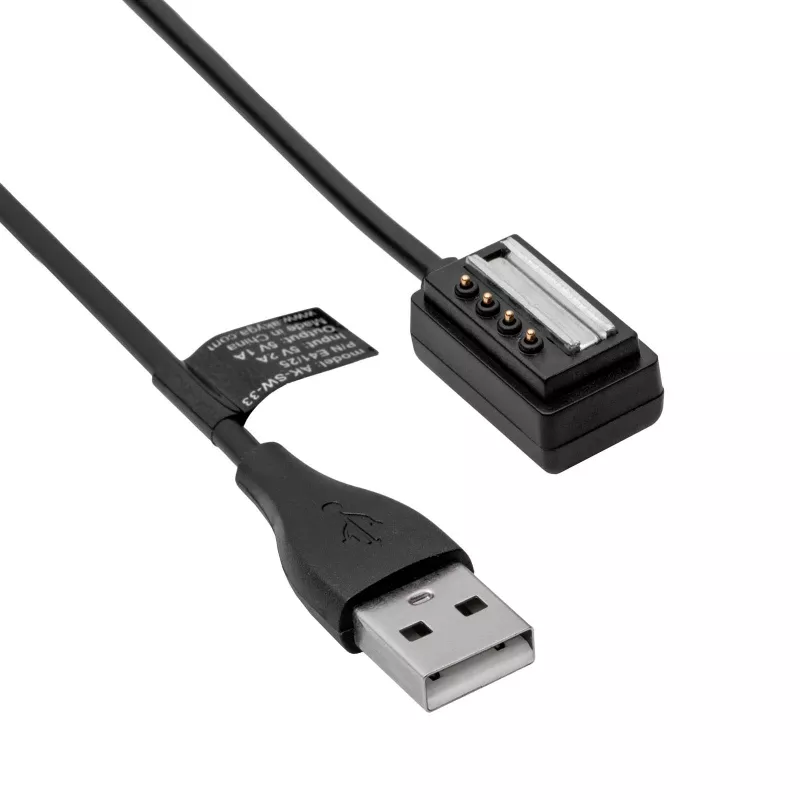 Akyga AK-SW-33 magnetische laadkabel voor Suunto 9 / D5 / Spartan Sport, USB-A, 1 m, zwart