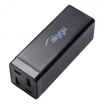Akyga Charge Brick AK-CH-17 USB-oplader 65 W, 2 x USB-C PD + 2 x USB-A QC 4+, zwart