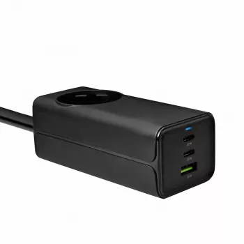 Akyga AK-CH-21 GaN USB-oplader 65 W, 2 x USB-C + USB-A, met stopcontact, 1,5 m, zwart