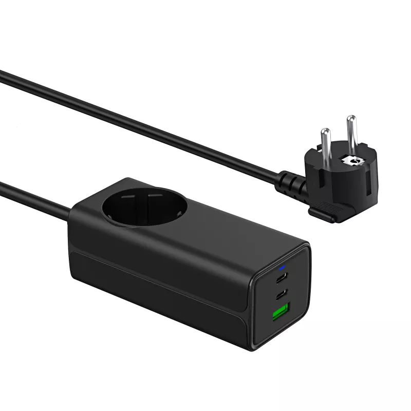 Akyga AK-CH-21 GaN USB-oplader 65 W, 2 x USB-C + USB-A, met stopcontact, 1,5 m, zwart