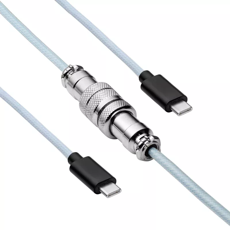 Akyga AK-USB-49 Aviator-spiraalkabel USB-C naar USB-C met GX16-stekker, USB 2.0, 3 m, wit