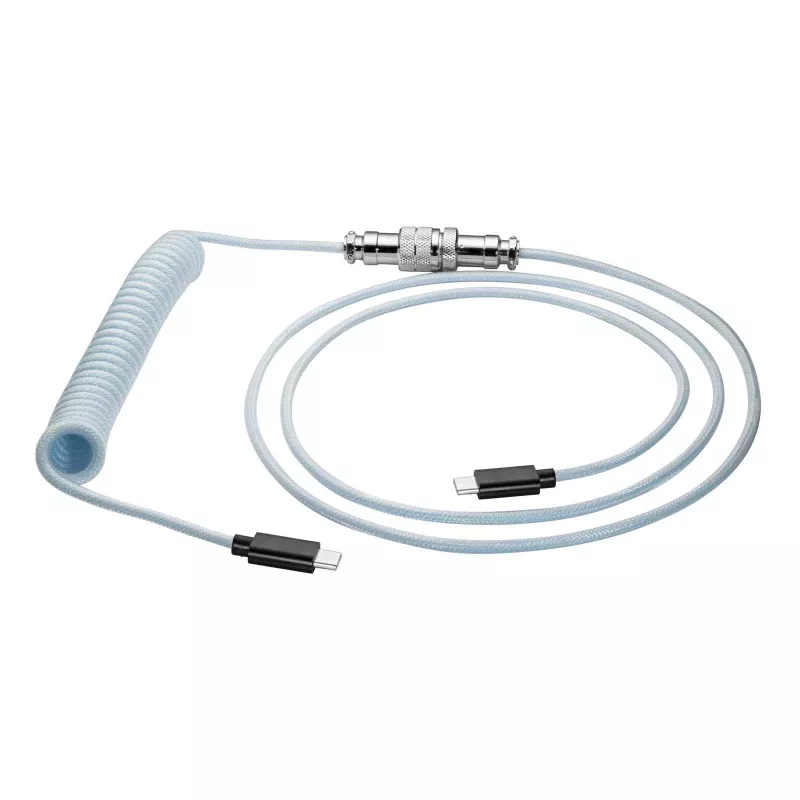Akyga AK-USB-49 Aviator-spiraalkabel USB-C naar USB-C met GX16-stekker, USB 2.0, 3 m, wit