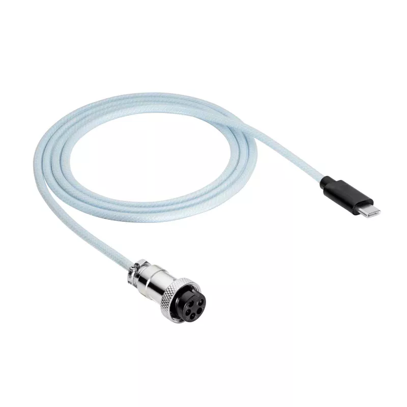 Akyga AK-USB-49 Aviator-spiraalkabel USB-C naar USB-C met GX16-stekker, USB 2.0, 3 m, wit
